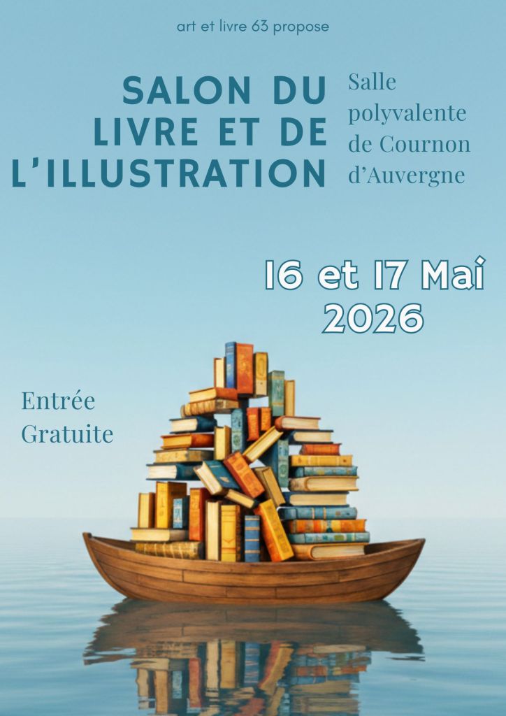 Affiche salon du livre Cournon d'auvergne 16 et 17 mai 2026 évènement